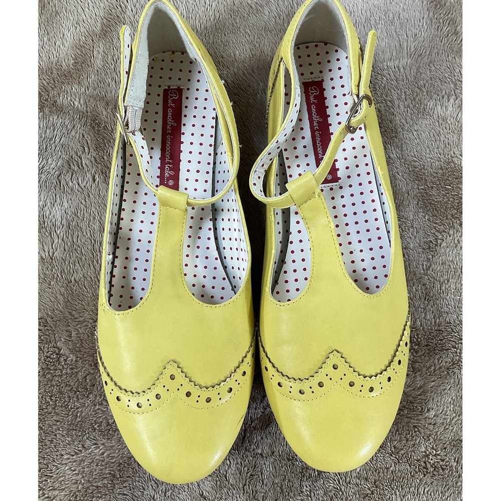 But Another Innocent Tale Butter Yellow Buckle Flat Mary Jane's Trendy Casual